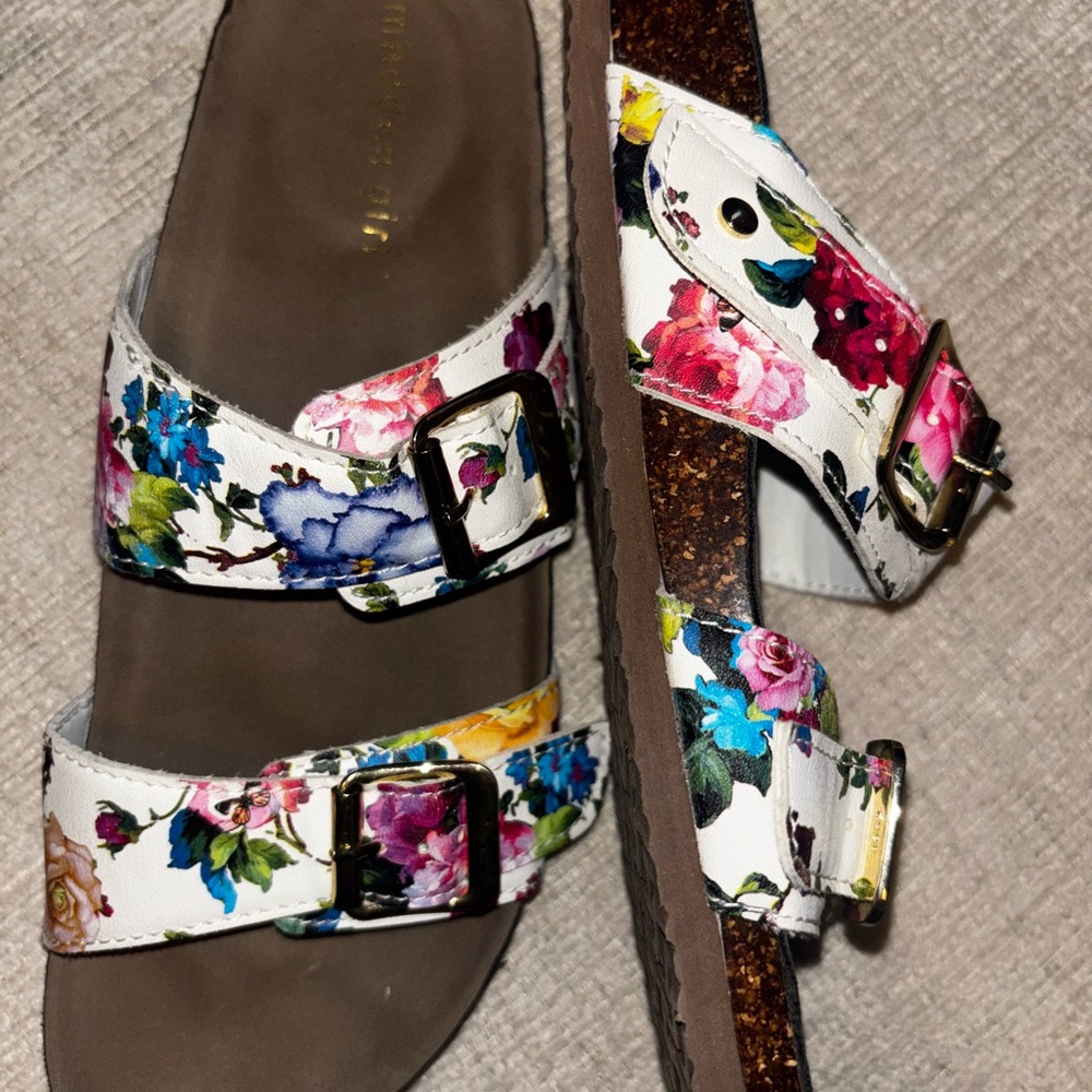 Madden Girl Floral Double Buckle Slides Sandals Size 9 Cottagecore Garden Chic - Picture 7 of 7